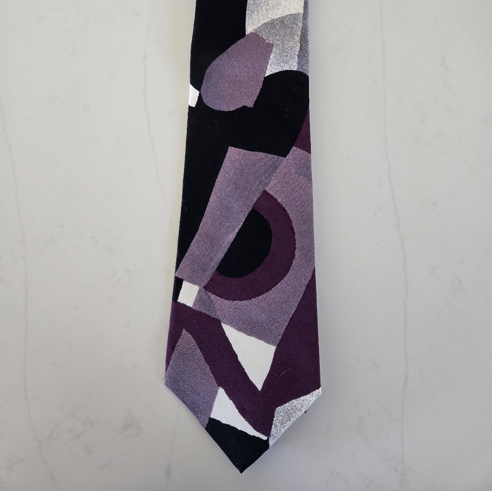 Purple and Black Geometric Pattern Tie